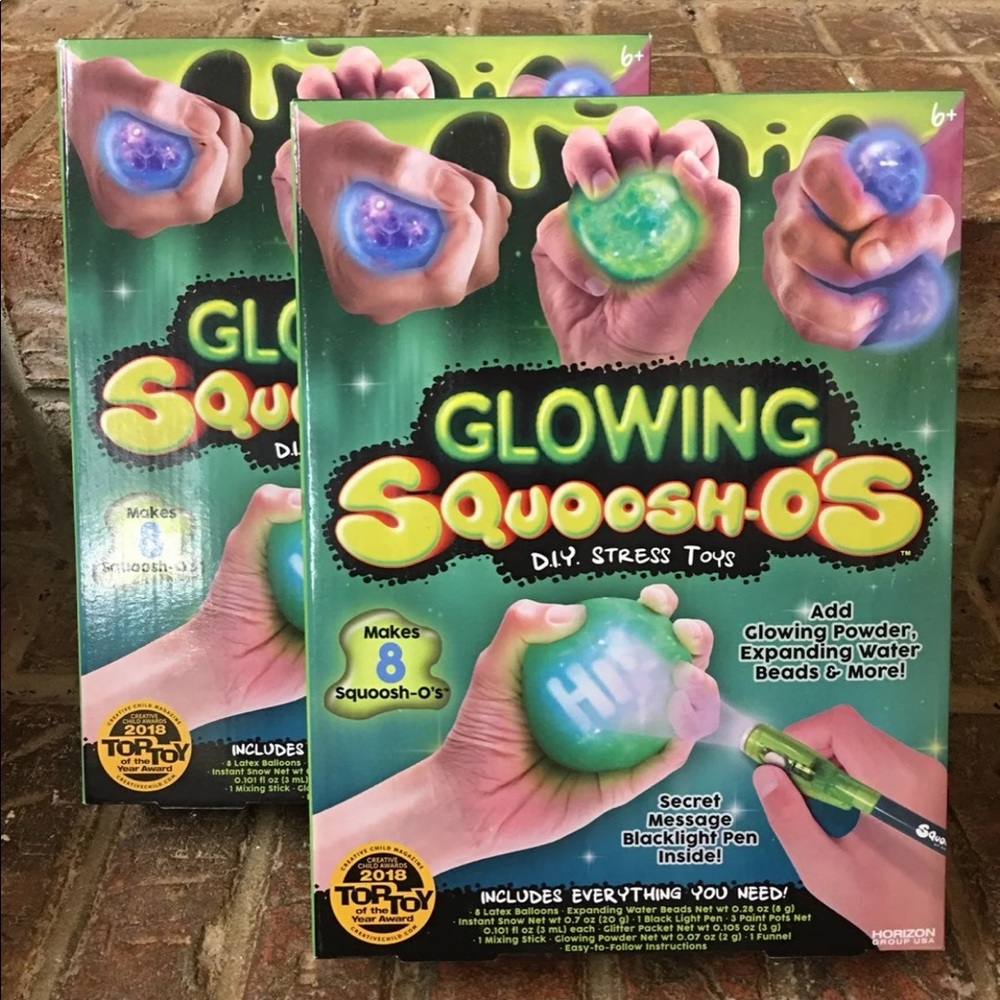 Set 2 Glowing Squoosh-os Stress Ball DIY Slime Kit